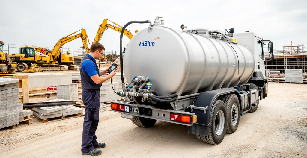 Cuve mobile AdBlue installée sur chantier BTP