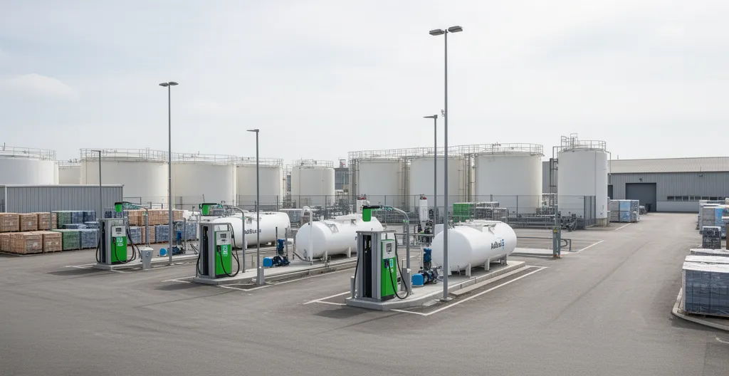 Vue d'ensemble d'un dépôt avec station de distribution AdBlue